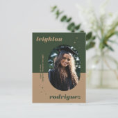 カッコいい丸ユニーク写真の卒業発表 ポストカード (スタンド正面)