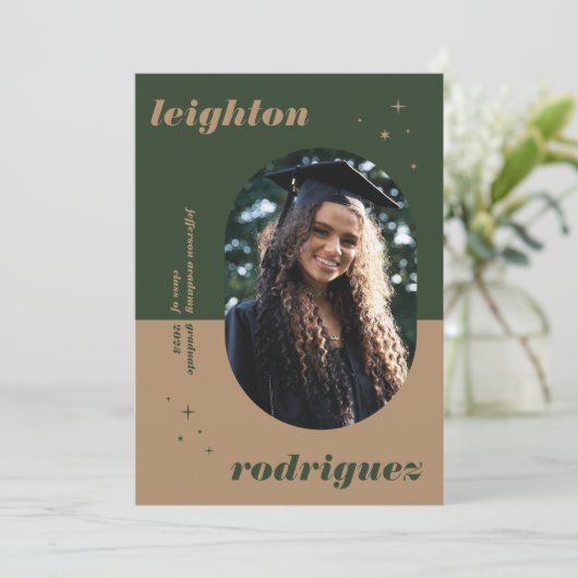 カッコいい丸ユニーク写真の卒業発表 案内状 (スタンド正面)