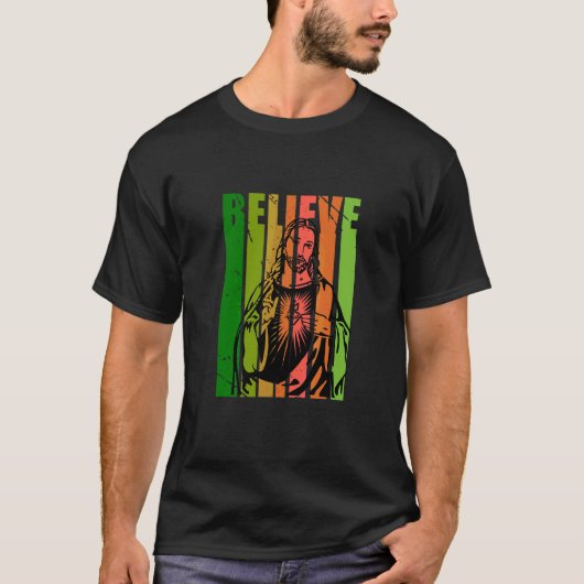 カッコいい信仰メッセージ前向きイエスクリスチャン教会 Tシャツ (正面)