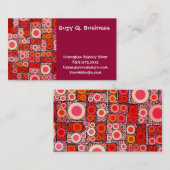 カッコいい円オモダンレンジ赤モザイクタイル 名刺 (正面/裏面)