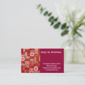 カッコいい円オモダンレンジ赤モザイクタイル 名刺 (スタンド正面)