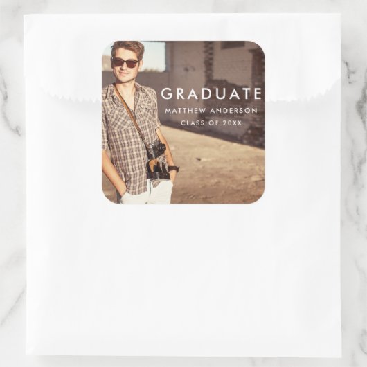 カッコいい卒業モダン発表写真 スクエアシール (バッグ)