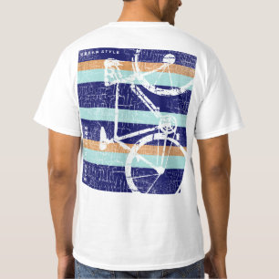 カッコいい及びストライプのの自転車文化、写実的なバイク Tシャツ