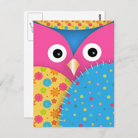 カッコいい可愛いおもしろいトレンディーフクロウフローラ水玉模様 ポストカード (正面/裏面)