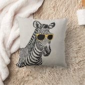 カッコいい可愛いおもしろいトレンディー眼鏡のゼブラスケッチ クッション (ブランケット)