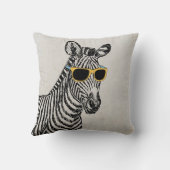 カッコいい可愛いおもしろいトレンディー眼鏡のゼブラスケッチ クッション (裏面)