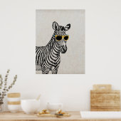 カッコいい可愛いおもしろいトレンディー眼鏡のゼブラスケッチ ポスター (キッチン)