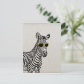 カッコいい可愛いおもしろいトレンディー眼鏡のゼブラスケッチ ポストカード (スタンド正面)