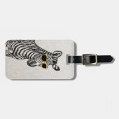 カッコいい可愛いおもしろいトレンディー眼鏡のゼブラスケッチ ラゲッジタグ (正面横)