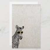 カッコいい可愛いおもしろいトレンディー眼鏡のゼブラスケッチ 便箋 (正面/裏面)