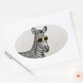 カッコいい可愛いおもしろいトレンディー眼鏡のゼブラスケッチ 楕円形シール (封筒)