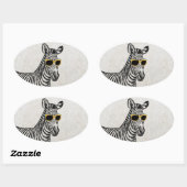 カッコいい可愛いおもしろいトレンディー眼鏡のゼブラスケッチ 楕円形シール (シート)