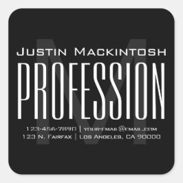 カッコいい大モダンイニシャル |黒と白の四角形 スクエアシール