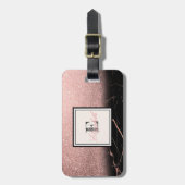 カッコいい大理石テクスチャ、グリッターモノグラムパーソナライズされた- ラゲッジタグ (正面縦)