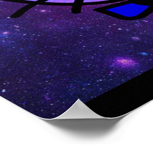 カッコいい宇宙の背景の猫顔 ポスター (角)