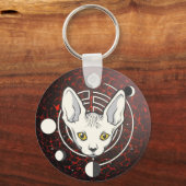 カッコいい宇宙ネコ顔デザイン キーホルダー (正面)