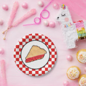 カッコいい市松模様にさくらんぼパイ ペーパープレート (パーティー)