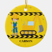 カッコいい建築ショベルカスタムキッズ セラミックオーナメント (正面)