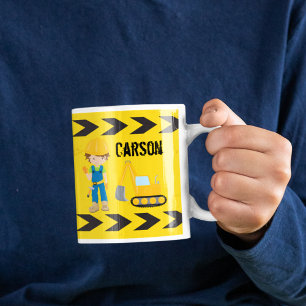カッコいい建築ビークルかわいいキッズモノグラムボーイズ コーヒーマグカップ