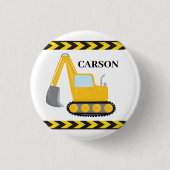 カッコいい建築掘カスタム削機子供の誕生日 缶バッジ (正面)