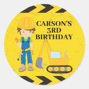 カッコいい建築掘削カスタム子供の誕生日 ラウンドシール