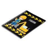 カッコいい建築車の少年のパーソナライズされた子供 ノートブック (左側)