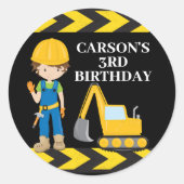 カッコいい建築車カスタム子供の誕生日 ラウンドシール (正面)