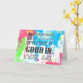 カッコいい引用文カラフル鮮やか水彩（ばちゃばちゃ）跳ねる カード (黄色い花)