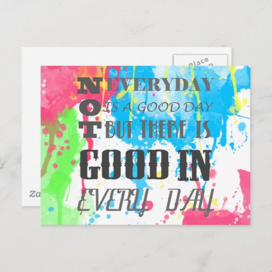 カッコいい引用文カラフル鮮やか水彩(ばちゃばちゃ)跳ねる ポストカード (正面/裏面)