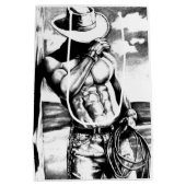 カッコいい抱き枕Art Cowboy Bodybuilder ミディアムペーパーバッグ (裏面)