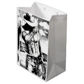 カッコいい抱き枕Art Cowboy Bodybuilder ミディアムペーパーバッグ (裏面アングル)