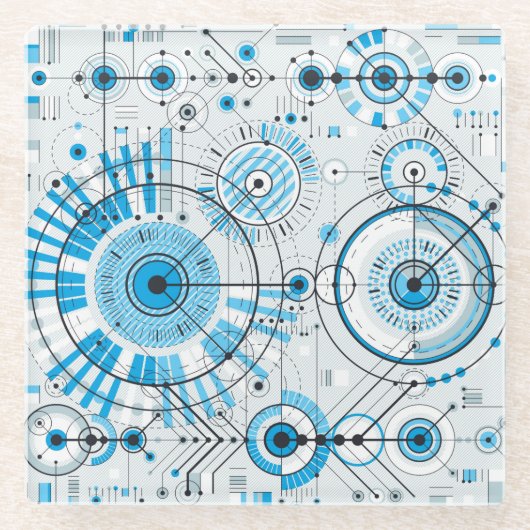 カッコいい抽象芸術エンジン技術 ガラスコースター (正面)