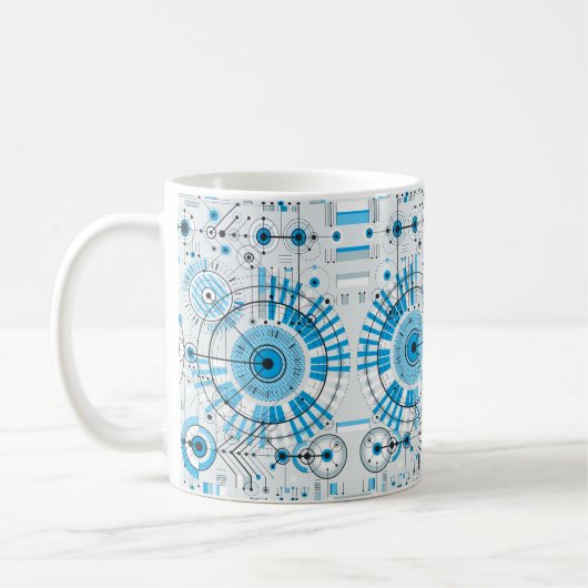 カッコいい抽象芸術エンジン技術 コーヒーマグカップ (左)