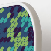 カッコいい抽象芸術ブルーハニカムパターンカスタム文字 ピックルボールラケット (左詳細)