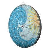 カッコいい抽象芸術ブルー海イエローサン ダーツボード (正面右)