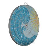 カッコいい抽象芸術ブルー海イエローサン ダーツボード (正面左)