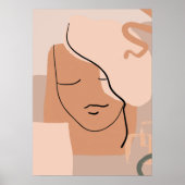カッコいい抽象芸術ラインアート顔 ポスター (正面)