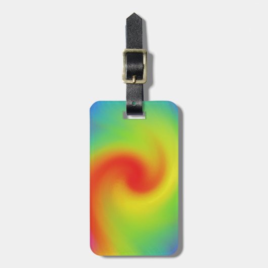 カッコいい抽象芸術レインボーウェーブアート ラゲッジタグ (正面縦)