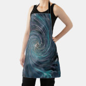 カッコいい抽象芸術レトロブラックとティール（緑がかった色）コズミックスワール エプロン (インサイチュ)