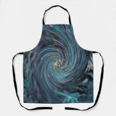 カッコいい抽象芸術レトロブラックとティール（緑がかった色）コズミックスワール エプロン (正面)