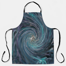 カッコいい抽象芸術レトロブラックとティール（緑がかった色）コズミックスワール エプロン