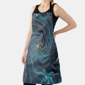 カッコいい抽象芸術レトロブラックとティール（緑がかった色）コズミックスワール エプロン (インサイチュ)