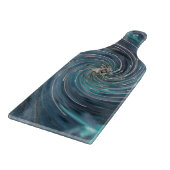 カッコいい抽象芸術レトロブラックとティール（緑がかった色）コズミックスワール カッティングボード (角)