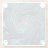 カッコいい抽象芸術レトロブラックとティール（緑がかった色）コズミックスワール ガラスコースター (裏面)