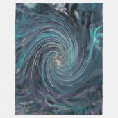 カッコいい抽象芸術レトロブラックとティール（緑がかった色）コズミックスワール フリースブランケット (正面)