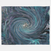 カッコいい抽象芸術レトロブラックとティール（緑がかった色）コズミックスワール フリースブランケット (正面(横))