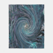 カッコいい抽象芸術レトロブラックとティール（緑がかった色）コズミックスワール フリースブランケット (正面)