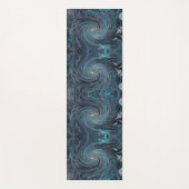 カッコいい抽象芸術レトロブラックとティール(緑がかった色)コズミックスワール ヨガマット (正面)