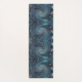 カッコいい抽象芸術レトロブラックとティール(緑がかった色)コズミックスワール ヨガマット (裏面)