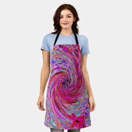 カッコいい抽象芸術レトロホットピンクと赤フローラ旋回 エプロン